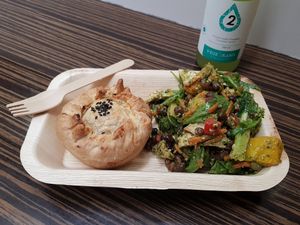 Mushroom pie and chickpea pesto salad at Vege Rama - Myer Centre in Brisbane