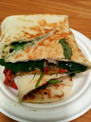 vegan pizza wrap at Vege Rama - Myer Centre in Brisbane