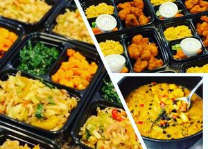 Cashew Cabbage Meal, Buffalo Cauliflower Meal and Butternut Squash and Blackbean Stew at Abbie's Plant Based Cuisine in Katy