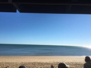 View from my table for breakfast  at Enzo's on the Beach in Scarness