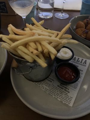 Fries with vegan mayo   at Enzo's on the Beach in Scarness