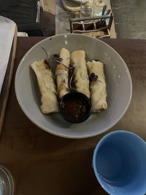 Vegan spring rolls   at Enzo's on the Beach in Scarness