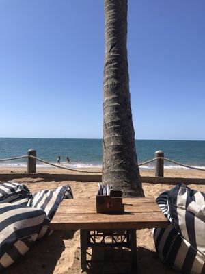 View from the bean bags at Enzo's on the Beach in Scarness