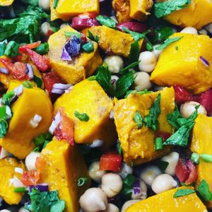 Roasted pumpkin and chickpea salad at Hoppers Fresh Juice in Hoppers Crossing