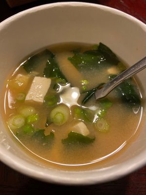 Miso soup at Kuma in Los Osos