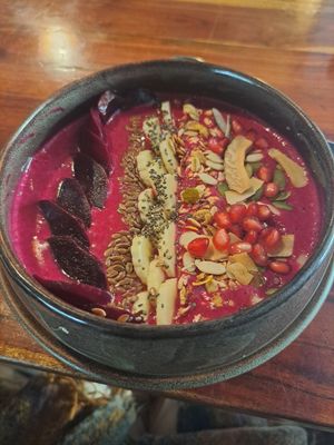 Beetroot smoothie bowl at Curious Life Coffee Roasters Red in Jaipur