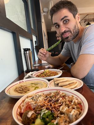 Buda bowl, hummus and poha  at Curious Life Coffee Roasters Red in Jaipur