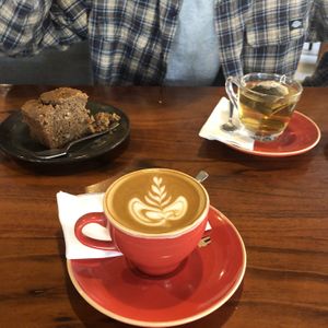 Vegan banana bread and soya latte! at Curious Life Coffee Roasters Red in Jaipur