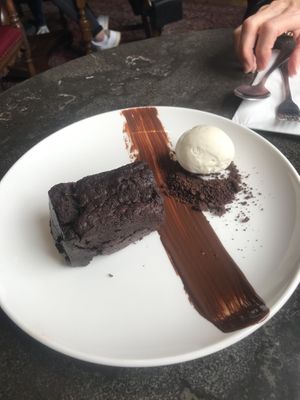 Vegan brownie and ice cream  at The Drawing Board in Leamington Spa