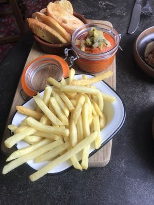 Chips and harissa hummus at The Drawing Board in Leamington Spa