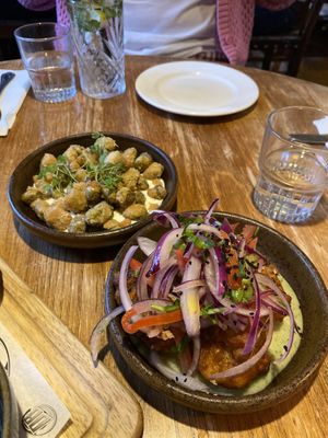 Fried olives (behind!)  at The Drawing Board in Leamington Spa