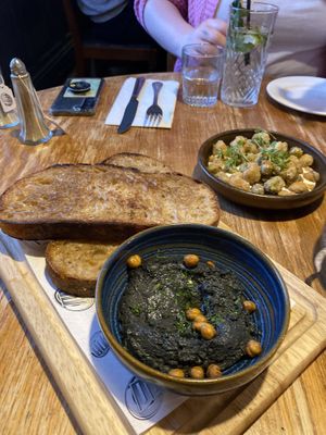 Humus and sourdough bread   at The Drawing Board in Leamington Spa