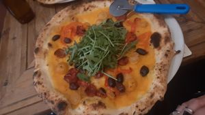 V1 with pumpkin cream, peppers and rocket at Sano in Dublin