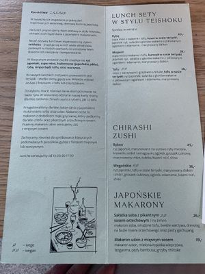 Menu 1  at Café Manggha in Krakow