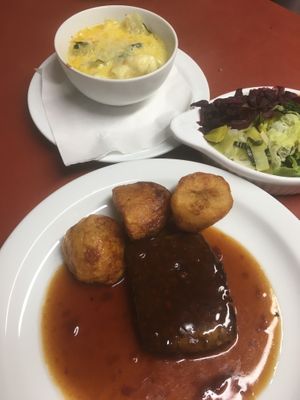 Vegan nut roast with cauliflower cheese and fresh vegetables  at The Courtyard in Sidmouth
