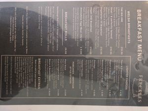 Breakfast menu at Foam in Milford Haven