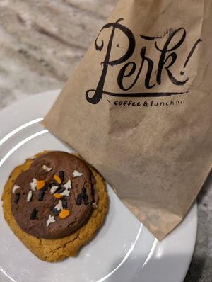 Pumpkin spiced sugar cookie with maple icing at Perk! in Bon Air