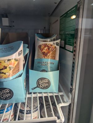 Interesting burrito option in the refrigerator case for takeout at Perk! in Bon Air