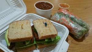 BLTA, avocado rolls, organic beans soup at Loving Cafe in Fort Wayne