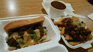 Philly Cheese Sub, Chili Fries & Beans Soup! at Loving Cafe in Fort Wayne