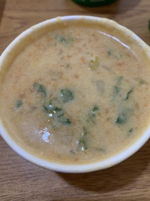 Potato and Kale Soup was delicious 🤤  at Loving Cafe in Fort Wayne