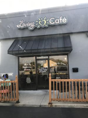 front of cafe(outdoor seating) at Loving Cafe in Fort Wayne