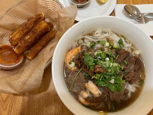 Pho and mozzarella sticks  at Loving Cafe in Fort Wayne