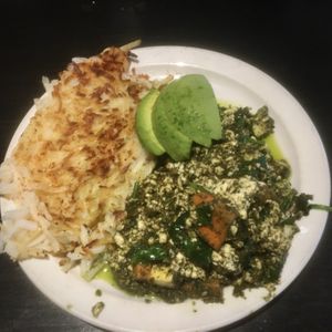 Pesto scramble with organic tofu. at Eternal in Oakland