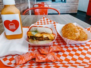 Breakfast sandwich at VOWburger in Los Angeles