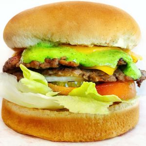 VOW Dubs + Cheese - Impossible Double Cheeseburger with Peruvian Hot Sauce  at VOWburger in Los Angeles