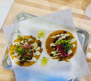 Walnut chorizo and a jack fruit taco at Vibe Organic Kitchen & Juice in Dana Point