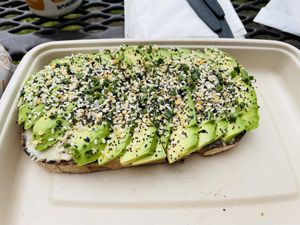 Everything but the bagel avocado toast  at Vibe Organic Kitchen & Juice in Dana Point