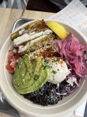 Mediterranean Bowl  at Vibe Organic Kitchen & Juice in Dana Point