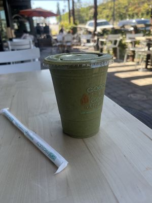 matcha mint smoothie  at Vibe Organic Kitchen & Juice in Dana Point