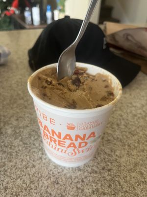 banana bread tahini ice creamm  at Vibe Organic Kitchen & Juice in Dana Point