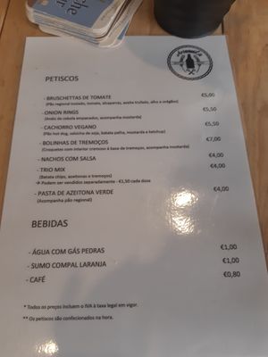 Menu at ArtesanaLis Bottle Shop in Lisbon