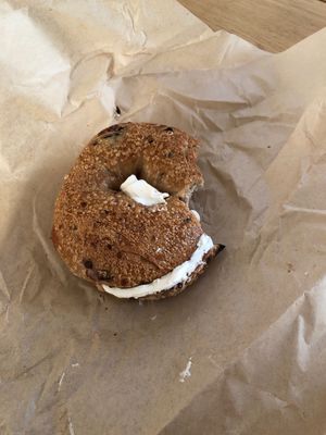 All their bagels are egg/ dairy free, and they even have tofutti!!  at Henry Higgins Boiled Bagels - Foster Rd in Portland