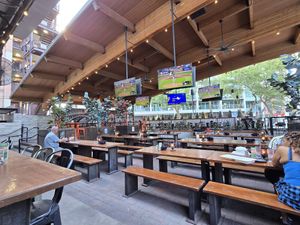 Inside patio at Pedal Haus Brewery in Tempe