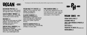 Vegan menu  at Pedal Haus Brewery in Tempe