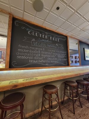In addition to calling out which sandwiches are available vegan they have this board which calls out specific baked goods at Thinking Cup in Boston