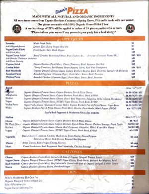 Menu at Scarr's Pizza in New York City