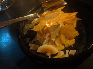 Pineapple and coconut flavoured dessert  at Llama in Copenhagen