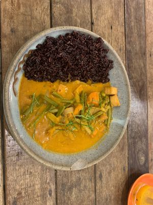 Red Curry with black rice  at Sacred Lotus Cafe in Phnom Penh