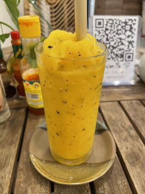 Mango and passion smoothie, $2.50  at Sacred Lotus Cafe in Phnom Penh