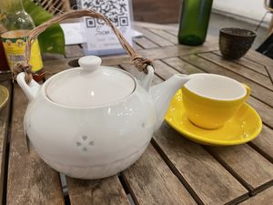 Green tea, $2 (or free as part of a meal deal)  at Sacred Lotus Cafe in Phnom Penh