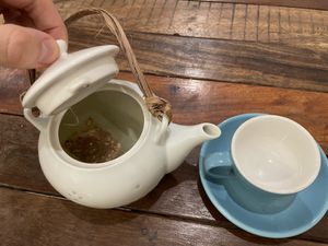 Fresh lemongrass tea, $2 (or included as part of a meal deal). Not as fresh as I was hoping.  at Sacred Lotus Cafe in Phnom Penh