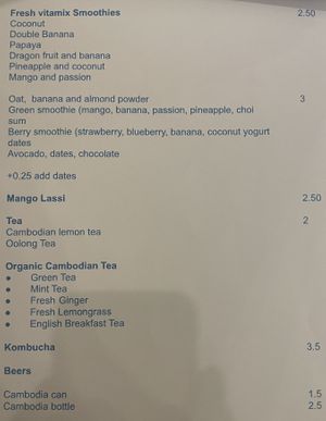 Menu, 6 of 6  at Sacred Lotus Cafe in Phnom Penh