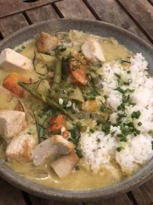 Green curry with tofu  at Sacred Lotus Cafe in Phnom Penh