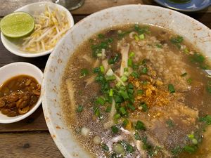 savoury rice porridge. SO Good!  at Sacred Lotus Cafe in Phnom Penh
