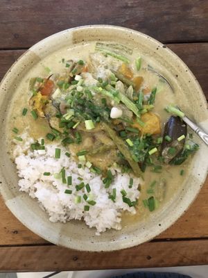 Vegan Khmer green curry  at Sacred Lotus Cafe in Phnom Penh